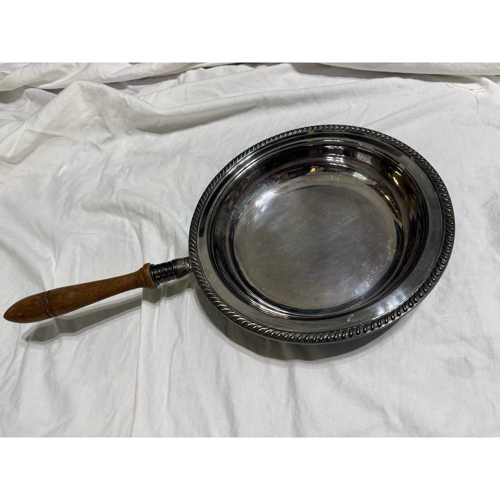 Vintage Gorham Silverplate Serving Dish Wood Handle‎ Insert Bowl